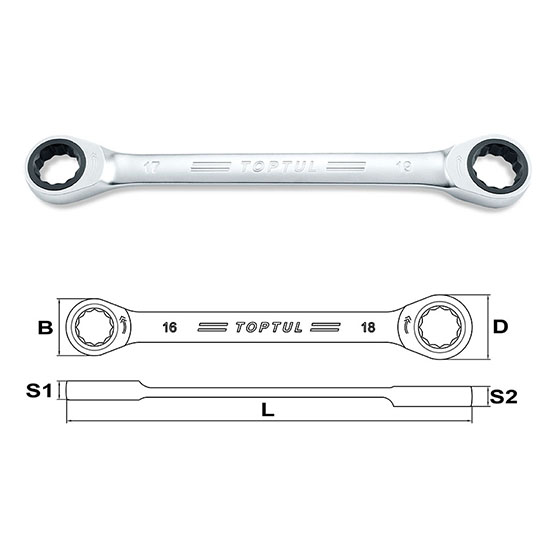 Cờ lê 2 đầu vòng tự động Toptul AOAG1415